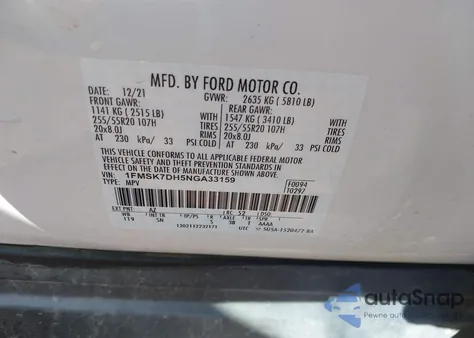 2022 Ford Explorer Xlt z USA, uszkodzony, nr VIN 1FMSK7DH5NGA33159